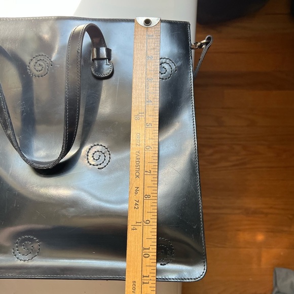 Vintage Furla Leather Tote Y2K Embroidered Swirls - Picture 9 of 10